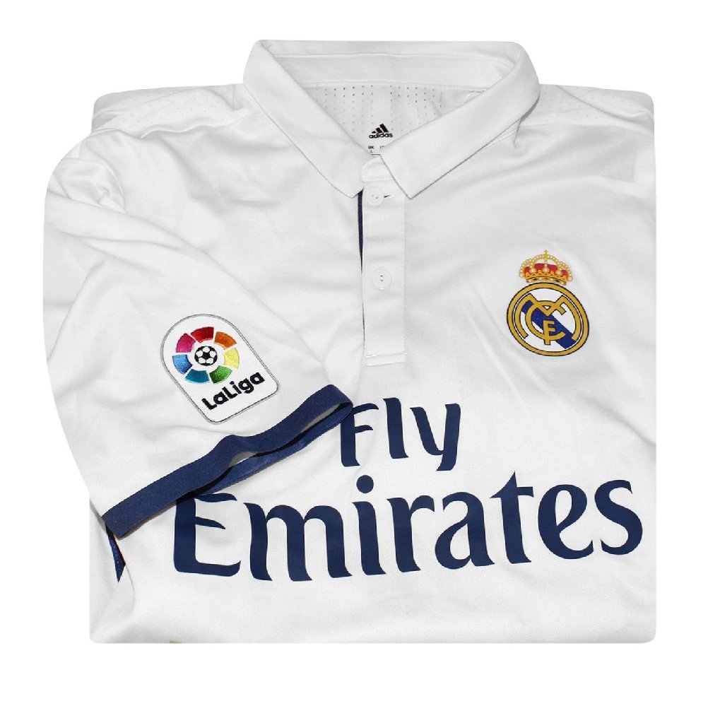 Real Madrid home kit 2016/17 - La Liga badge - embroidery, stitched.